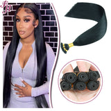 FH natural black hand-tied weft straight human hair extensions