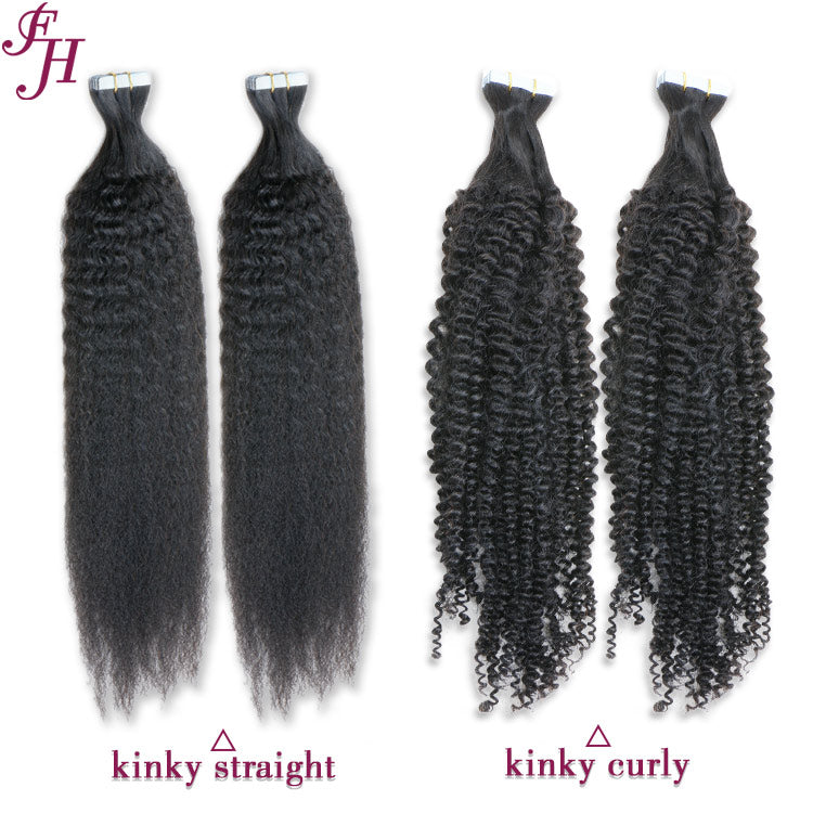 FH raw hair kinky straight human hair tape hair extensions