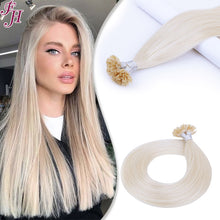 Load image into Gallery viewer, FH wholesale platinum blonde human hair u tip hair extensions