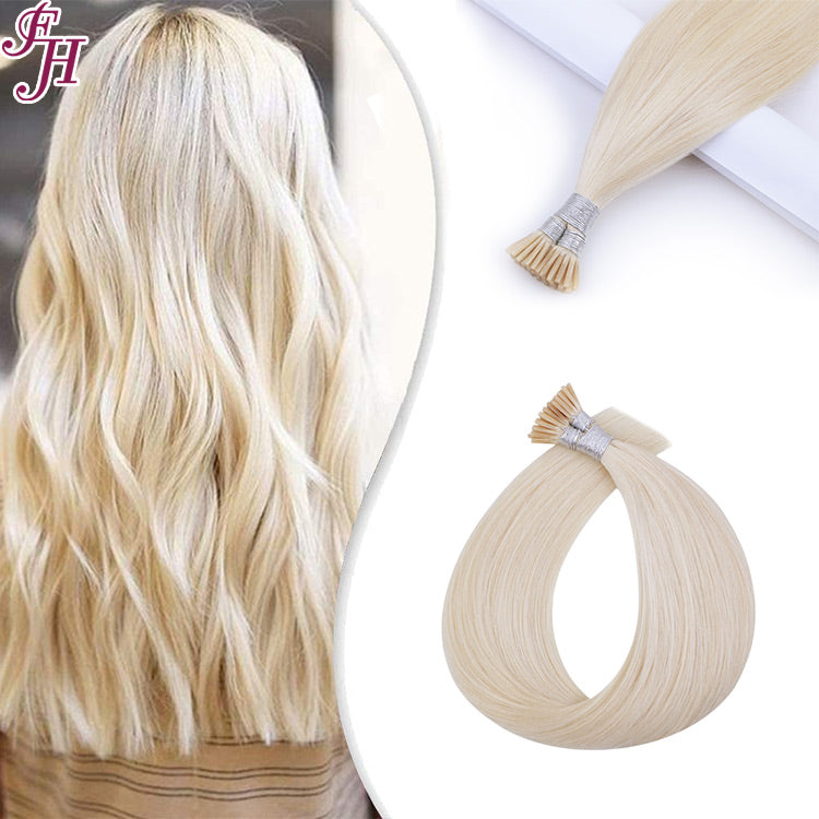 FH wholesale platinum blonde human hair i tip hair extensions