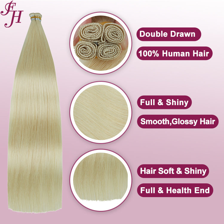 FH wholesale 613 blonde 4 pieces hand-tied weft human hair extensions