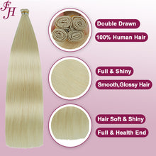 Load image into Gallery viewer, FH wholesale 613 blonde 4 pieces hand-tied weft human hair extensions