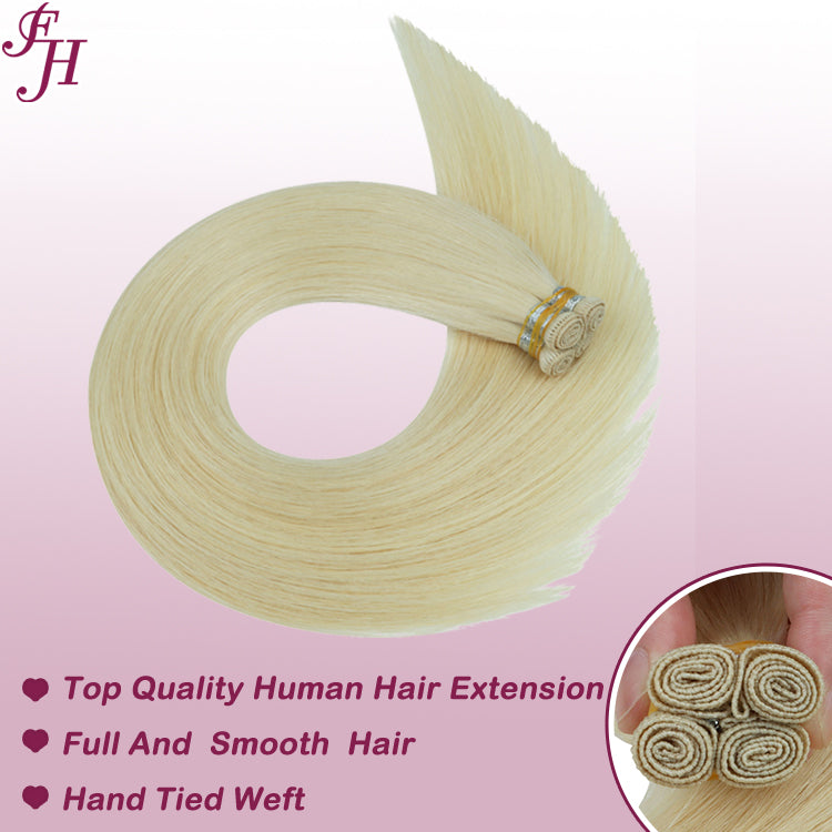 FH wholesale 613 blonde 4 pieces hand-tied weft human hair extensions