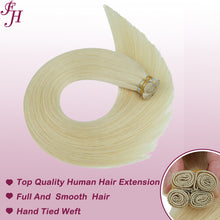 Load image into Gallery viewer, FH wholesale 613 blonde 4 pieces hand-tied weft human hair extensions