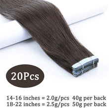 Load image into Gallery viewer, FH human hair invisible dark brown color virgin hair hair extensions