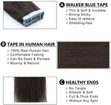 Load image into Gallery viewer, FH human hair invisible dark brown color virgin hair hair extensions