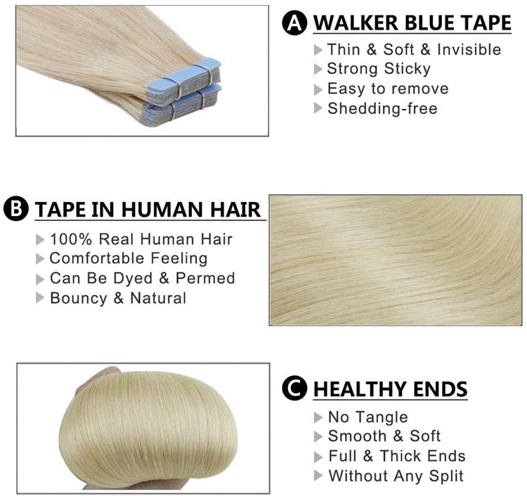 FH wholesale human hair extensions platinum blonde tape hair extensions