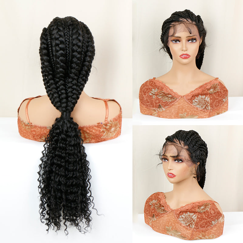 FH P13844 natural black braided wig synthetic wig