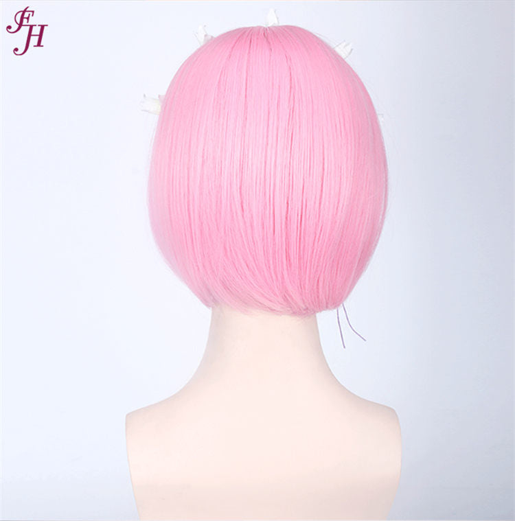 FH factory wholesale cheap P11844 machine made wig synthetic pink hair wig