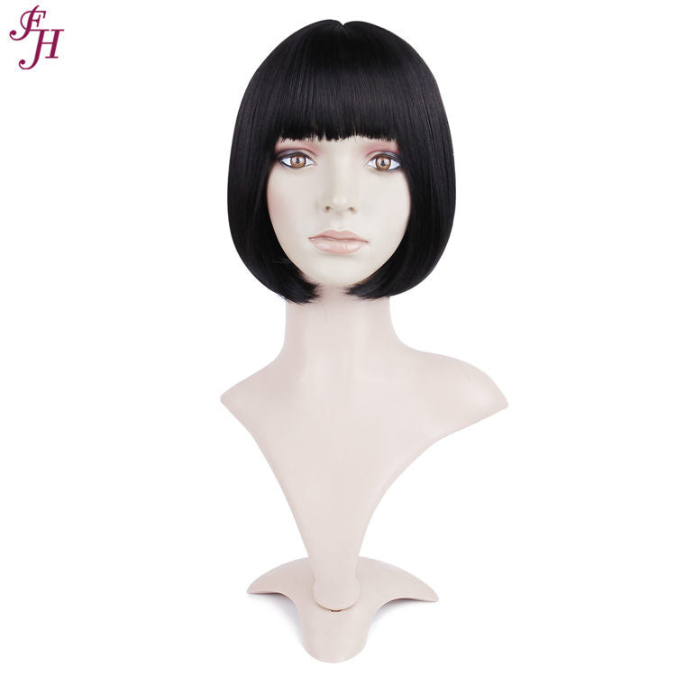 FH wholesale cheap wig P12453 short black bob synthetic hair wig