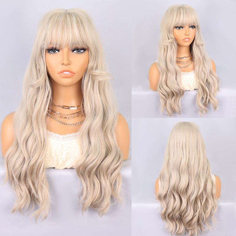 24inch FH P14360 light blonde synthetic wig with bang