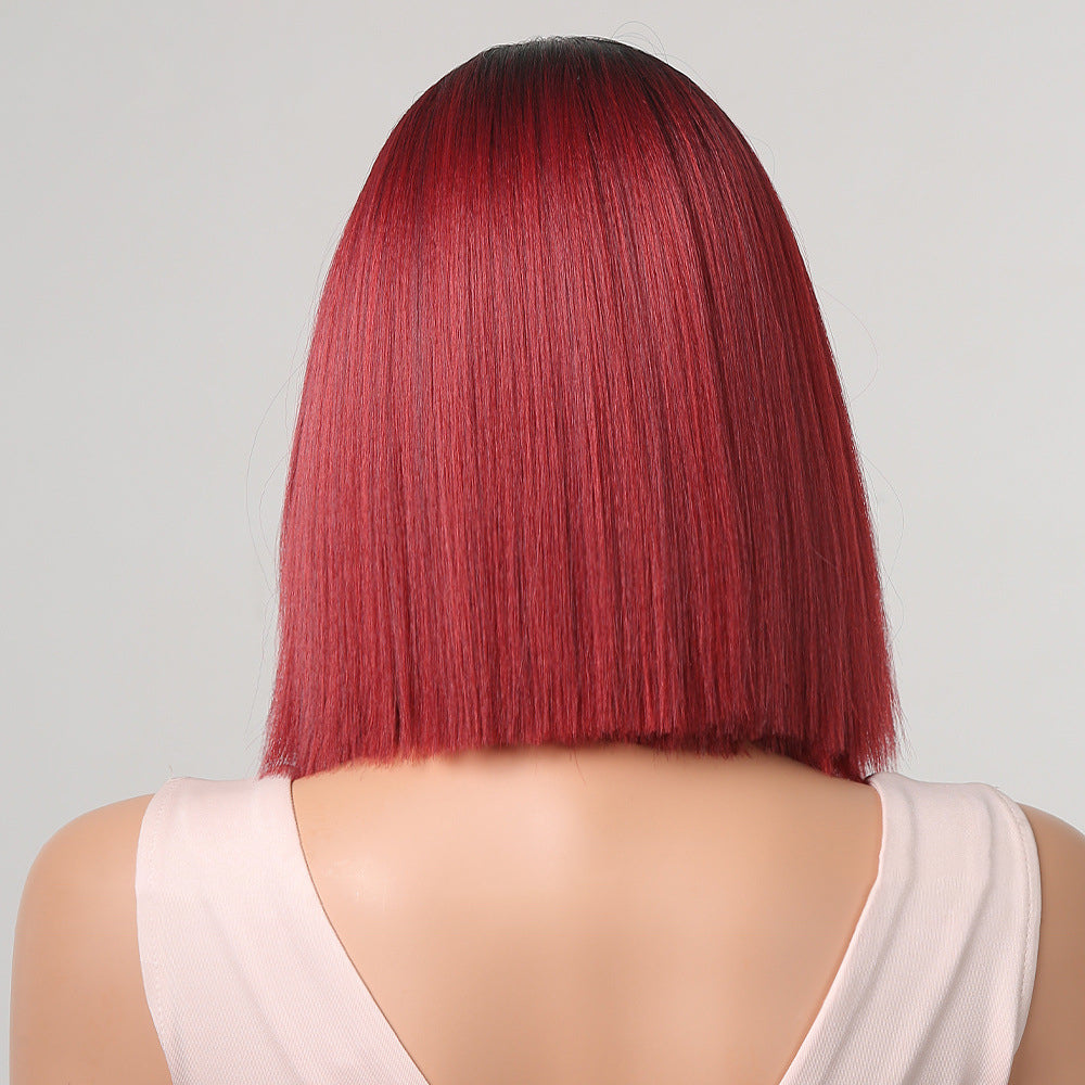 FH P14180 beautiful ombre red short bob wig synthetic wig