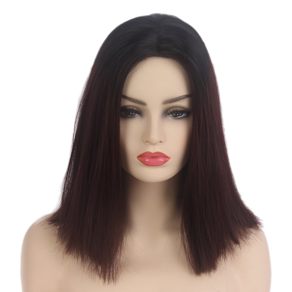 FH P14208 ombre 99J and black short bob wig synthetic wig