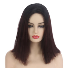 Load image into Gallery viewer, FH P14208 ombre 99J and black short bob wig synthetic wig