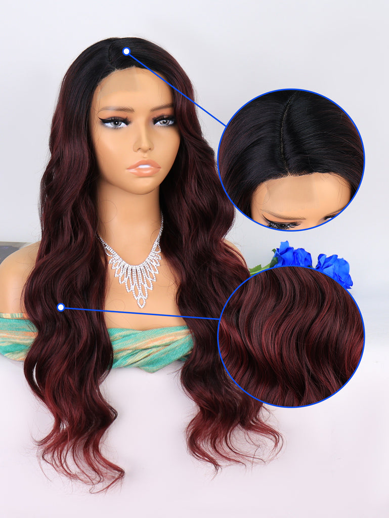 no24 ✨2PCS 50% OFF✨ FH P14367 long side part body wave synthetic wig