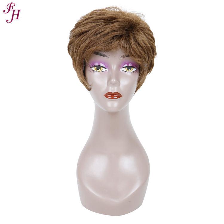 FH wholesale cheap machine made wig short brown synthetic hair wig