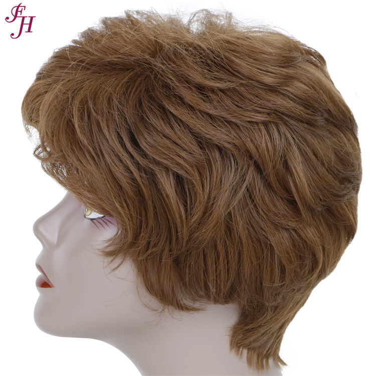 FH wholesale cheap machine made wig short brown synthetic hair wig