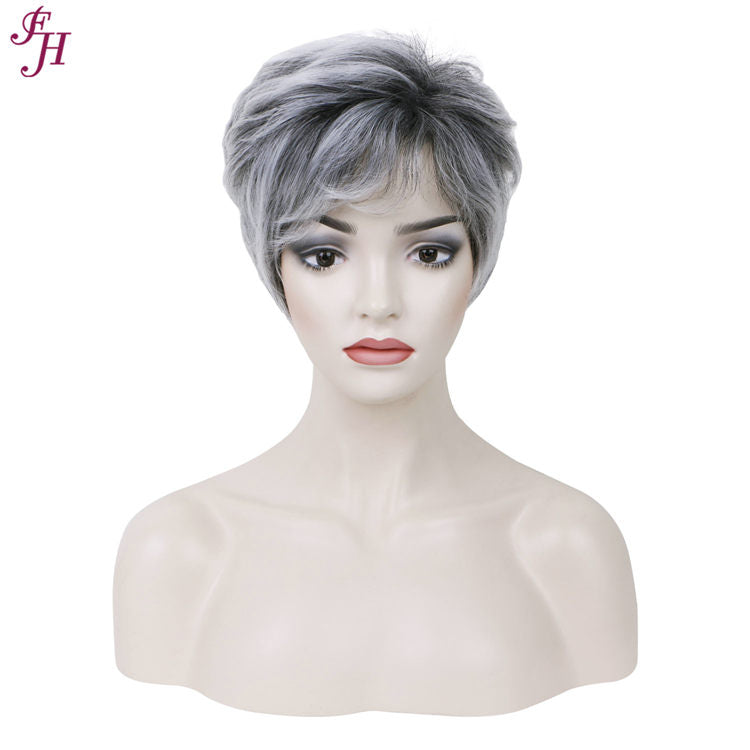 FH factory price wig fashion short silver and gold synthetic hair wig