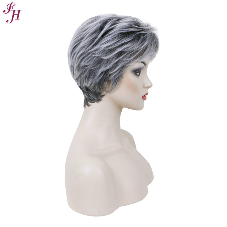 FH factory price wig fashion short silver and gold synthetic hair wig