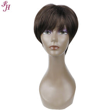 Load image into Gallery viewer, FH factory price human hair wig natural black short synthetic hair wig