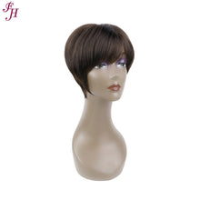 Load image into Gallery viewer, FH factory price human hair wig natural black short synthetic hair wig