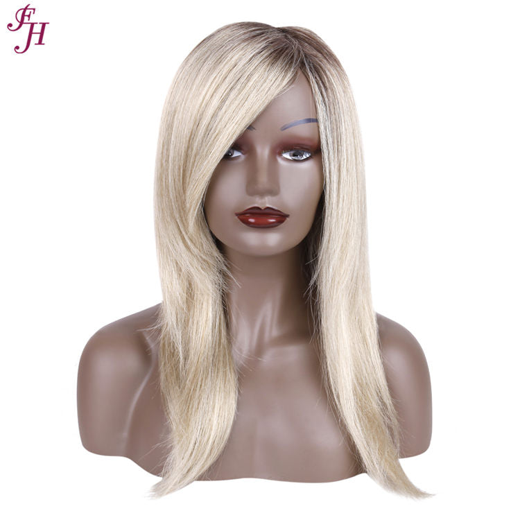 FH wholesale cheap P11543 machine made wig synthetic blond hair wig