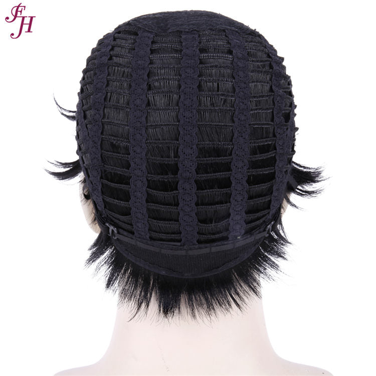 FH factory cheap wig P12070 synthetic short black hair wig