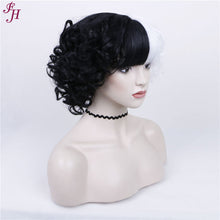 Load image into Gallery viewer, FH P13580 short curly natural black and white synthetic hair wig