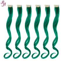 Load image into Gallery viewer, FH high quality green wavy synthetic hair 20 inches clip in hair extensions