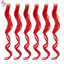 Load image into Gallery viewer, FH hot sale 6 pcs one set red great synthetic hair wavy hair extensions clip in