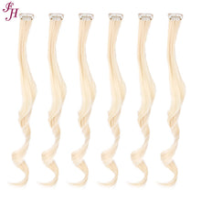 Load image into Gallery viewer, FH best price 6 pcs one set clip in hair extensions 613 blonde synthetic hair