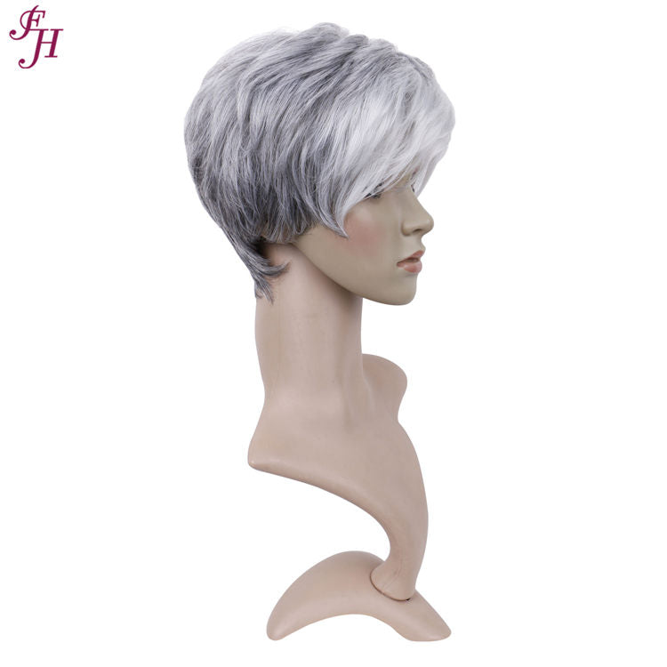 FH cheap price wig  P13540 short black gray fashion synthetic hair wig