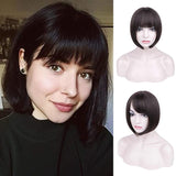 FH factory fashion wig short black bob synthetic hair wig