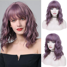 Load image into Gallery viewer, no34✨2PCS 50% OFF✨ FH P13575 purple short wavy hair wig with bang synthetic wig