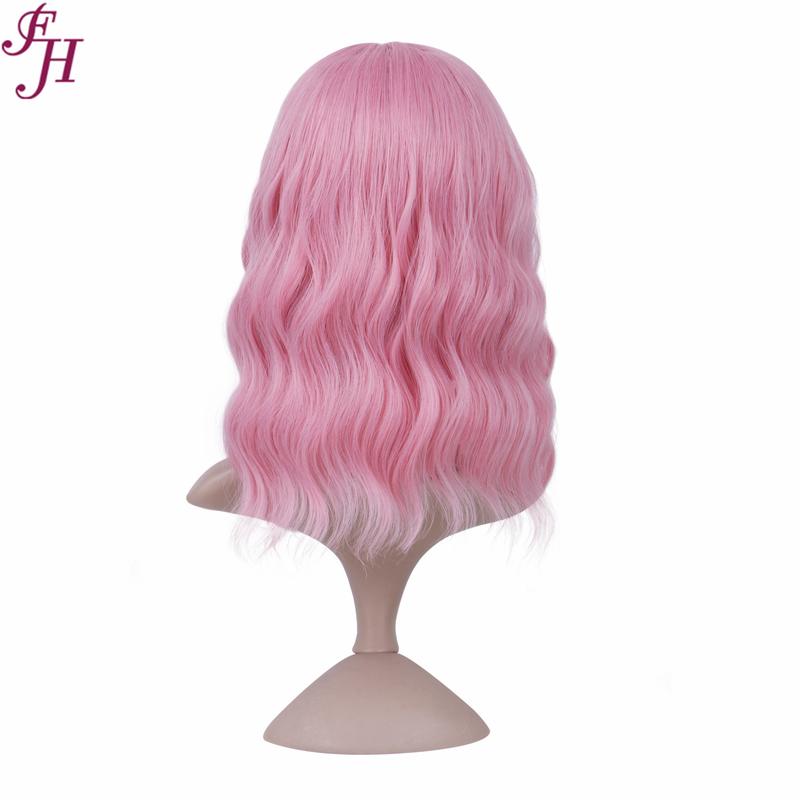 no25✨2PCS 50% OFF✨ FH P13576 pink color short wavy bob wig synthetic wig