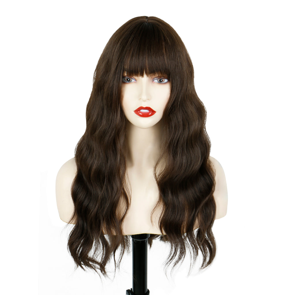 no31✨2PCS 50% OFF✨ FH P13797 chocolate brown long wavy bang synthetic wig