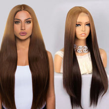 Load image into Gallery viewer, FHTK P13917 ombre brown lace closure straight synthetic wig