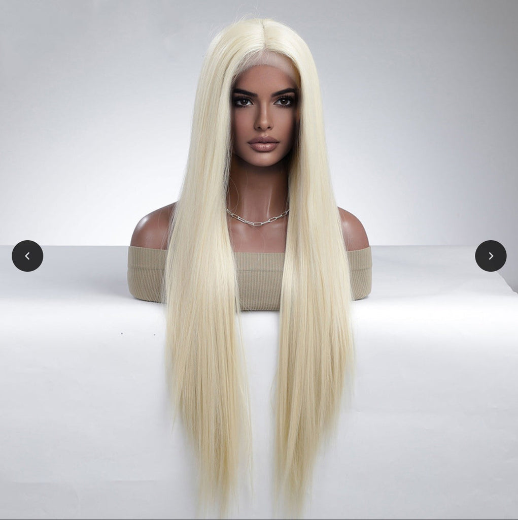 ✨2PCS 50% OFF✨ FH P14232 Long Blonde Straight Lace Front Synthetic Wig Meddle Part