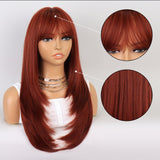 no38 ✨2PCS 50% OFF✨ FH P14241 Ginger Color Natural Wavy  Synthetic Wig with Bang