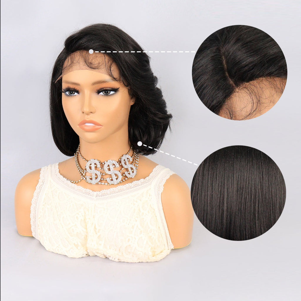 ✨2PCS 50% OFF✨ FH P14284 lace front short black bob synthetic wig