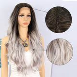 ✨2PCS 50% OFF✨ FH P14288 lace front long ombre gray  synthetic wig