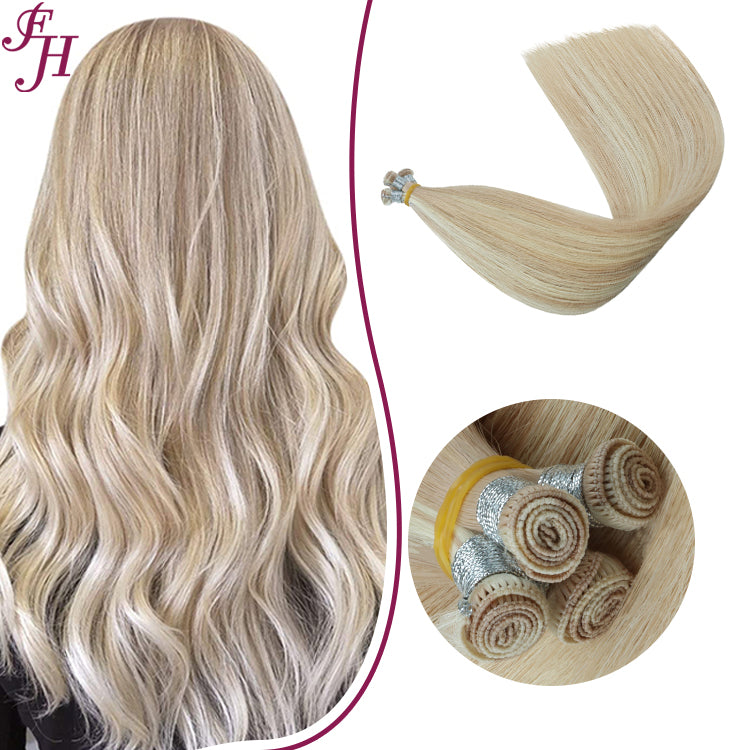 FH P27-613 light blonde piano color hand-tied weft human hair extensions