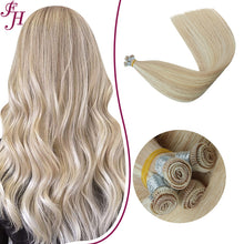 Load image into Gallery viewer, FH P27-613 light blonde piano color hand-tied weft human hair extensions