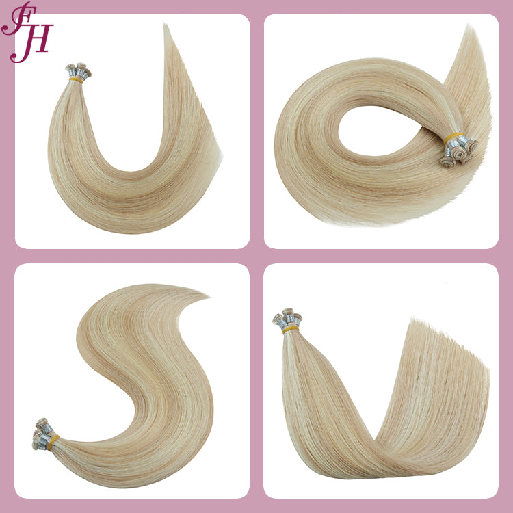 FH P27-613 light blonde piano color hand-tied weft human hair extensions