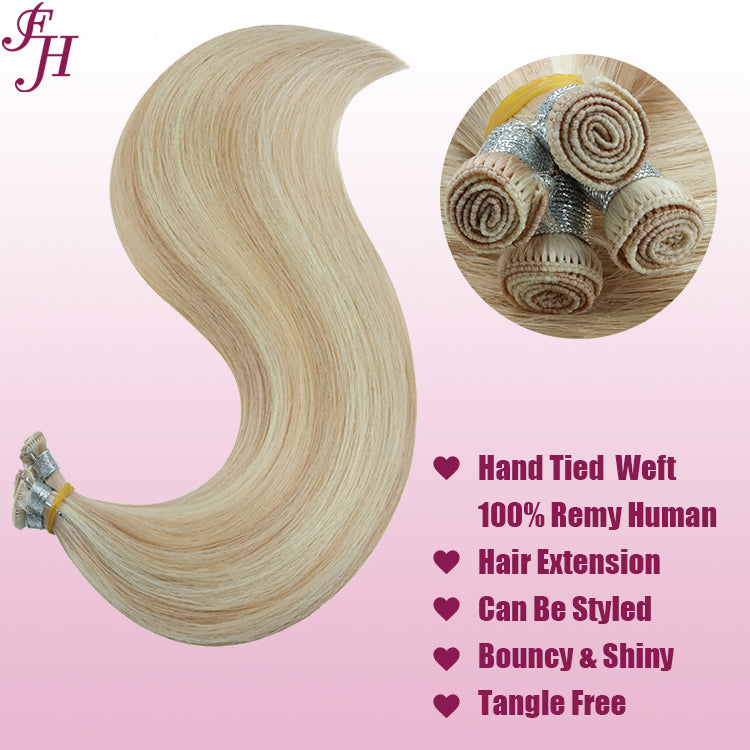 FH P27-613 light blonde piano color hand-tied weft human hair extensions