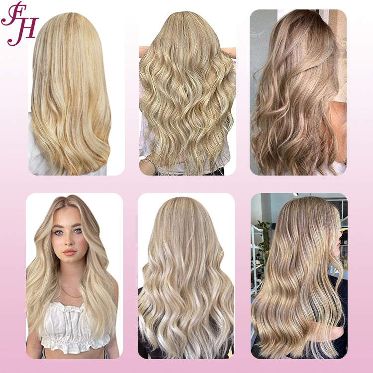 FH P27-613 light blonde piano color hand-tied weft human hair extensions