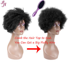 Load image into Gallery viewer, FH high quality 100% raw human hair short natural black wig