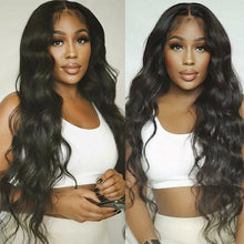 Load image into Gallery viewer, FH natural black body wave 13x4 lace real hair wig