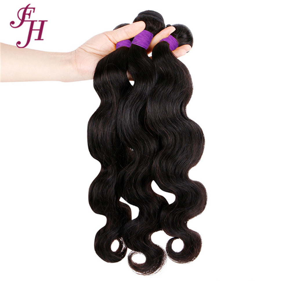 FH three pieces human hair extension black body wave bundles
