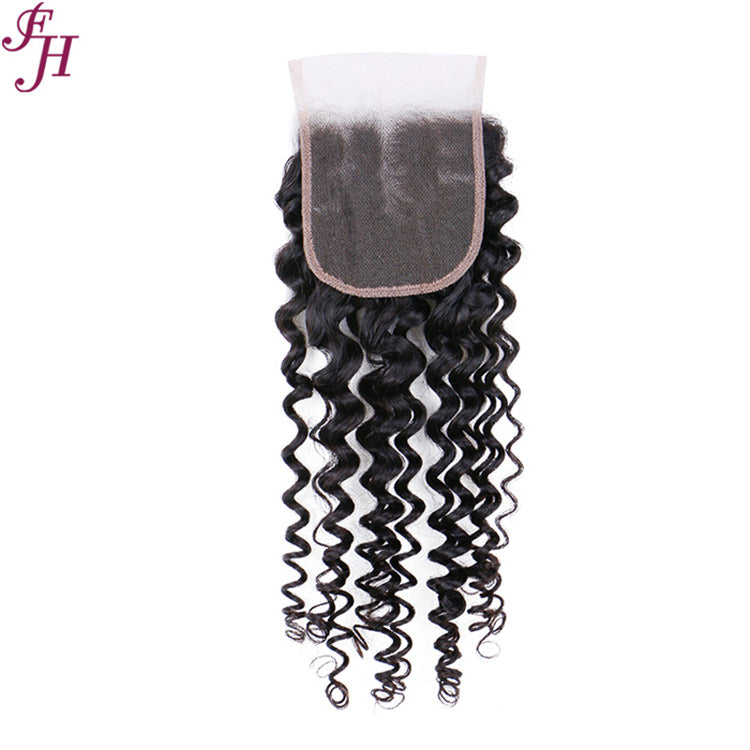 FH human hair 4x4 deep wave lace closure